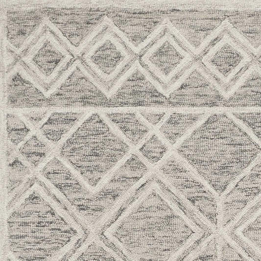5' X 7' Sand Geometric Diamond Wool Indoor Area Rug - Homeroots