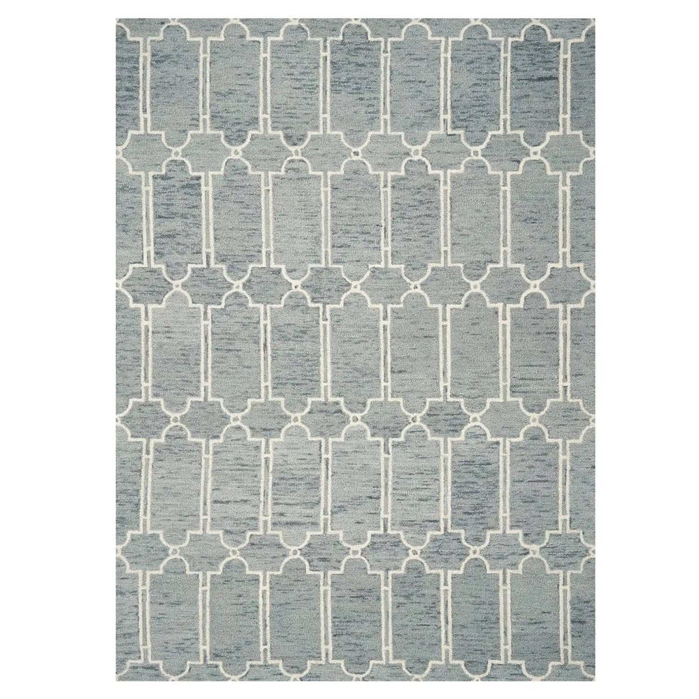 5' X 7' Blue Hand Tufted Wool Herringbone Indoor Area Rug - Homeroots - Flyclothing LLC