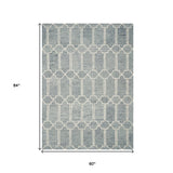 5' X 7' Blue Hand Tufted Wool Herringbone Indoor Area Rug - Homeroots