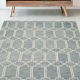 5' X 7' Blue Hand Tufted Wool Herringbone Indoor Area Rug - Homeroots