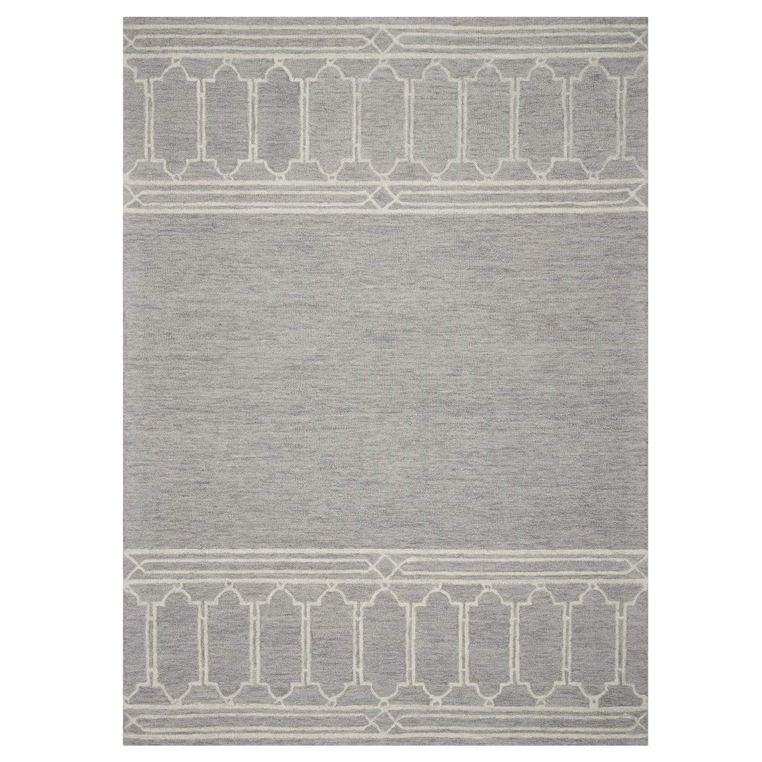 5' X 7' Grey Geometric Pattern Wool Indoor Area Rug - Homeroots - Flyclothing LLC