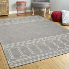 5' X 7' Grey Geometric Pattern Wool Indoor Area Rug - Homeroots