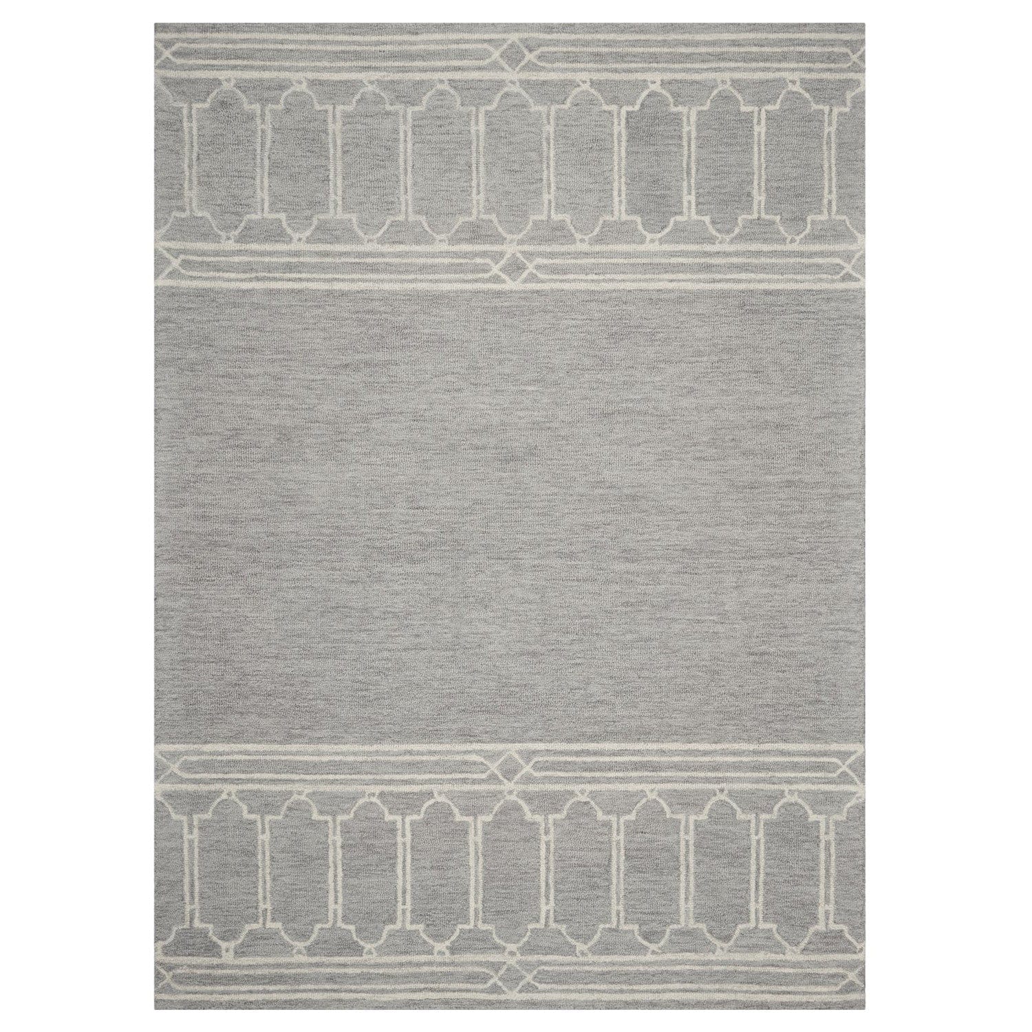 5' X 7' Grey Geometric Pattern Wool Indoor Area Rug - Homeroots