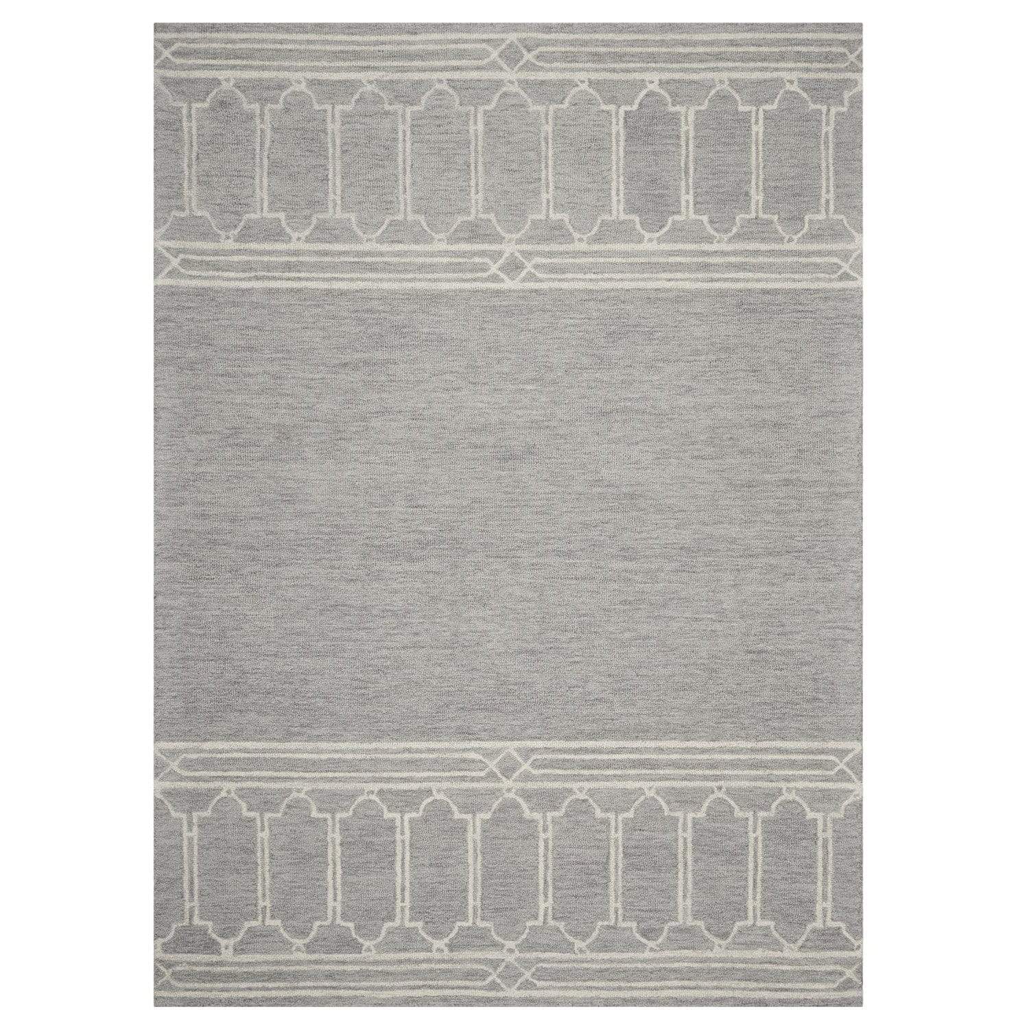 5' X 7' Grey Geometric Pattern Wool Indoor Area Rug - Homeroots - Flyclothing LLC