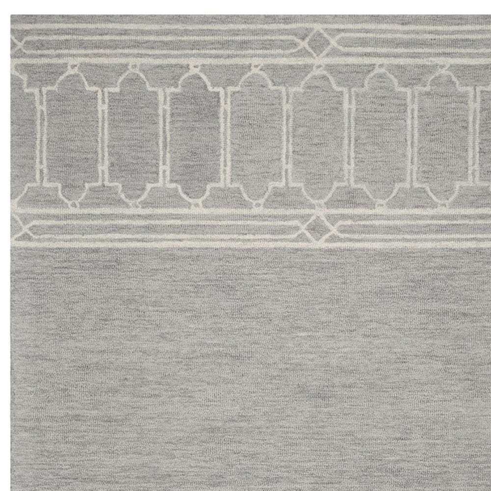 5' X 7' Grey Geometric Pattern Wool Indoor Area Rug - Homeroots