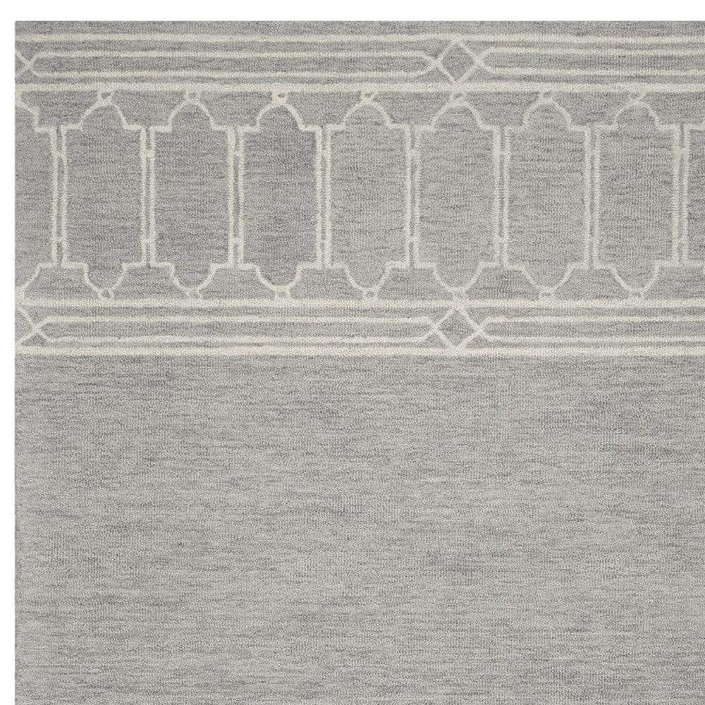 5' X 7' Grey Geometric Pattern Wool Indoor Area Rug - Homeroots - Flyclothing LLC