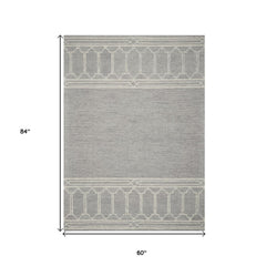 5' X 7' Grey Geometric Pattern Wool Indoor Area Rug - Homeroots