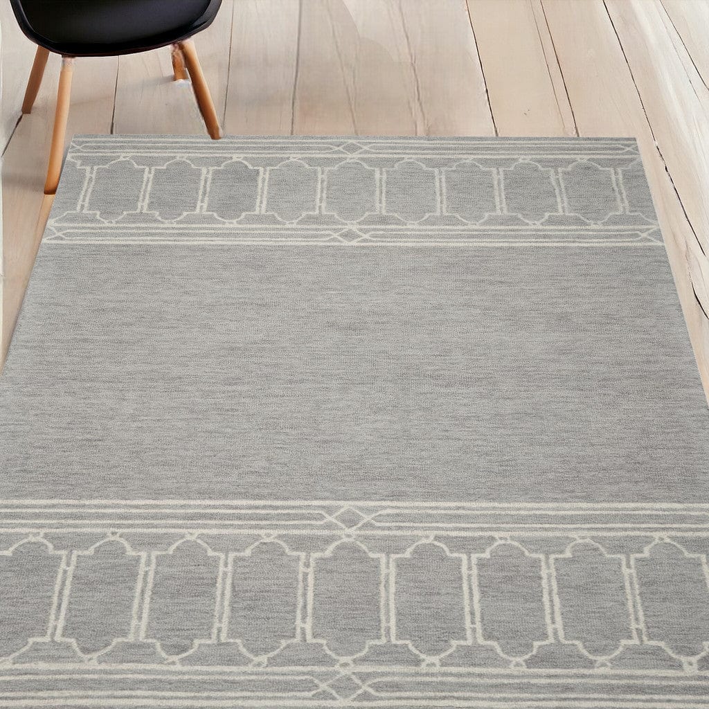 5' X 7' Grey Geometric Pattern Wool Indoor Area Rug - Homeroots