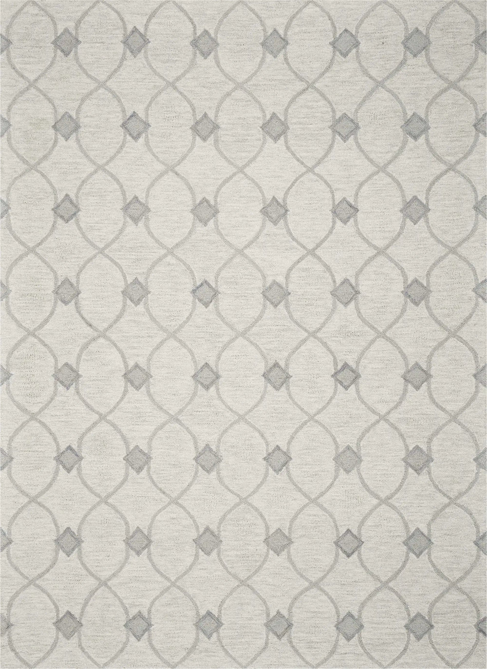 5' X 7' Ivory Hand Tufted Wool Ogee Indoor Area Rug - Homeroots