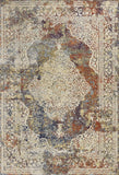 5' X 8' Ivory Navy and Orange Medallion Area Rug - Homeroots