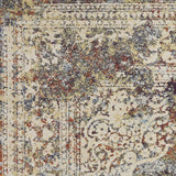 5' X 8' Ivory Navy and Orange Medallion Area Rug - Homeroots