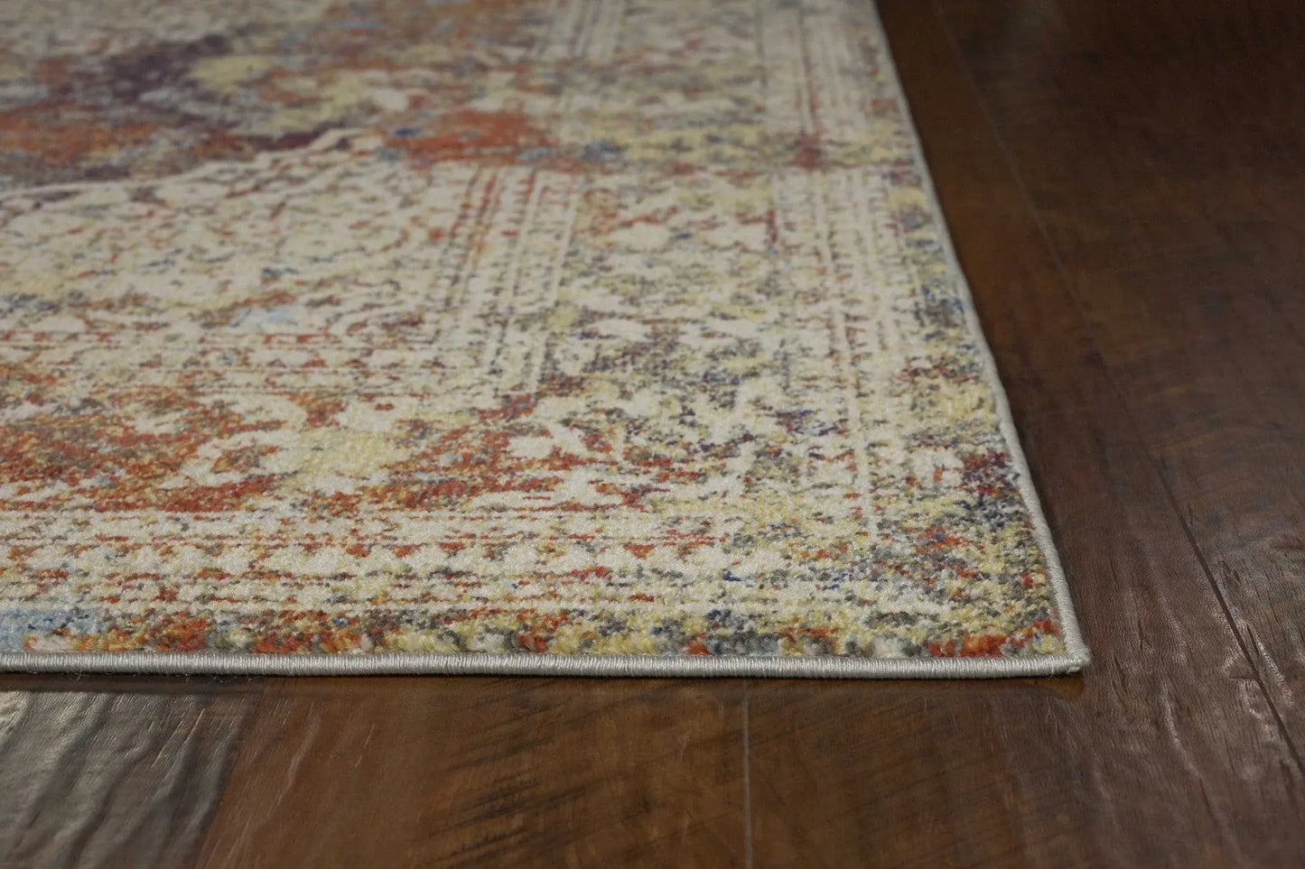 5' X 8' Ivory Navy and Orange Medallion Area Rug - Homeroots - Flyclothing LLC