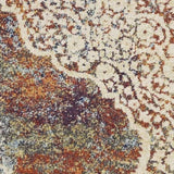 5' X 8' Ivory Navy and Orange Medallion Area Rug - Homeroots - Flyclothing LLC
