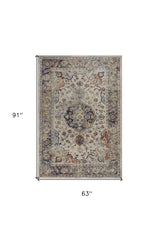 5' X 8' Ivory Floral Medallion Area Rug - Homeroots - Flyclothing LLC