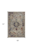 5' X 8' Ivory Floral Medallion Area Rug - Homeroots