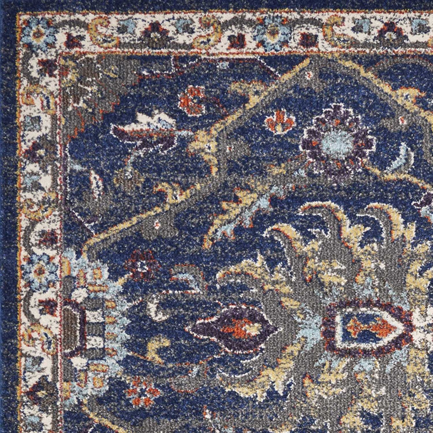 5' X 8' Navy Gold and Ivory Oriental Area Rug - Homeroots - Flyclothing LLC