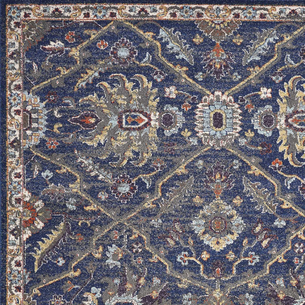 5' X 8' Navy Gold and Ivory Oriental Area Rug - Homeroots - Flyclothing LLC