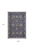 5' X 8' Navy Gold and Ivory Oriental Area Rug - Homeroots