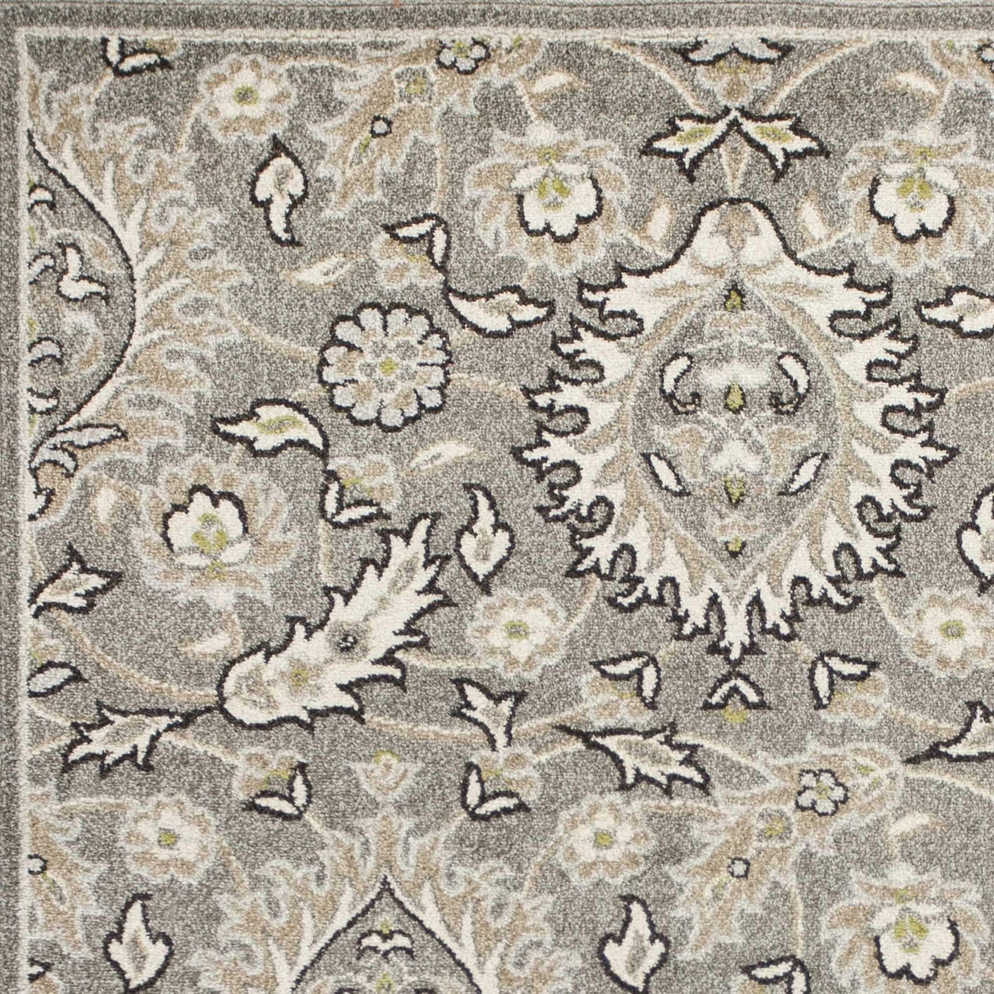 7' X 9' Gray and Ivory Floral Vines Area Rug With UV Protection - Homeroots - Flyclothing LLC