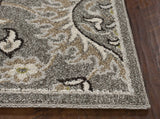 7' X 9' Gray and Ivory Floral Vines Area Rug With UV Protection - Homeroots