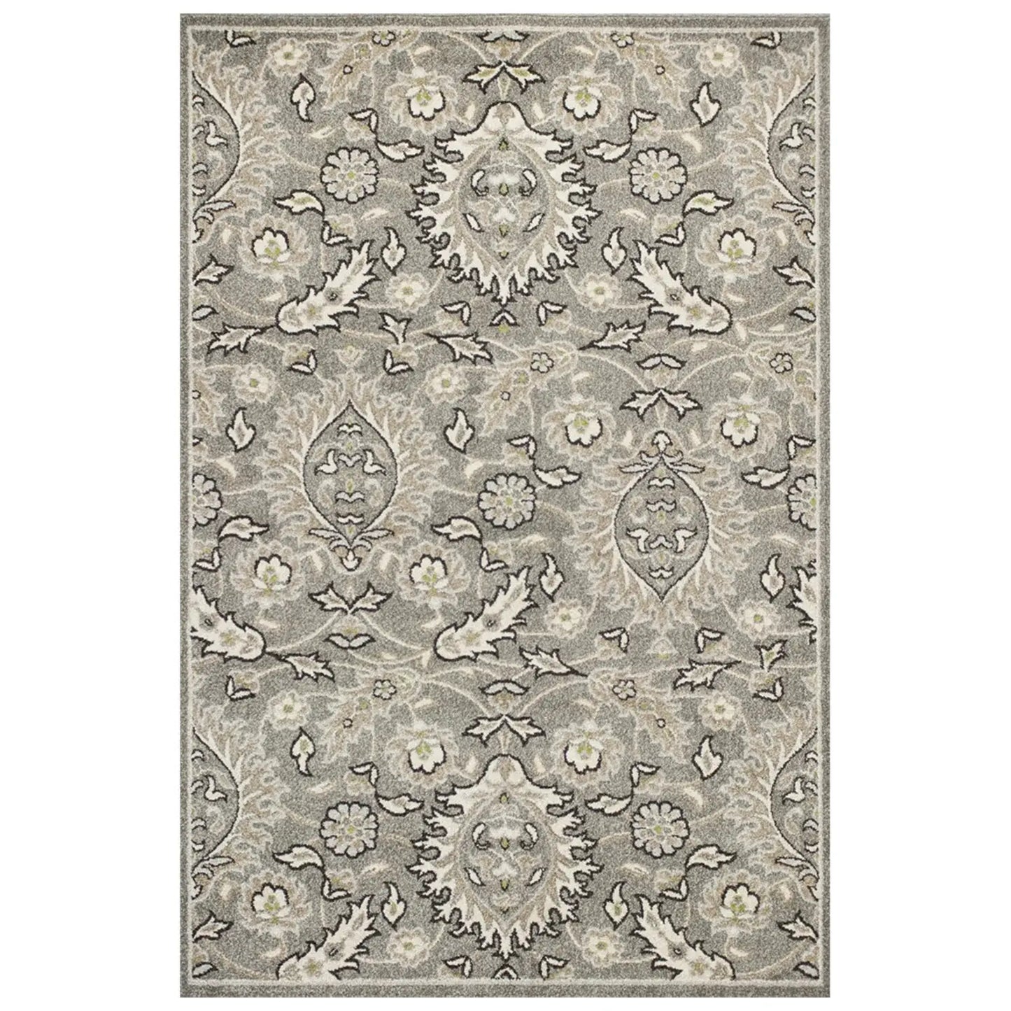 7' X 9' Gray and Ivory Floral Vines Area Rug With UV Protection - Homeroots - Flyclothing LLC