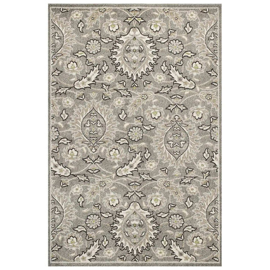 7' X 9' Gray and Ivory Floral Vines Area Rug With UV Protection - Homeroots - Flyclothing LLC