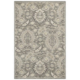 7' X 9' Gray and Ivory Floral Vines Area Rug With UV Protection - Homeroots