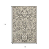 7' X 9' Gray and Ivory Floral Vines Area Rug With UV Protection - Homeroots - Flyclothing LLC