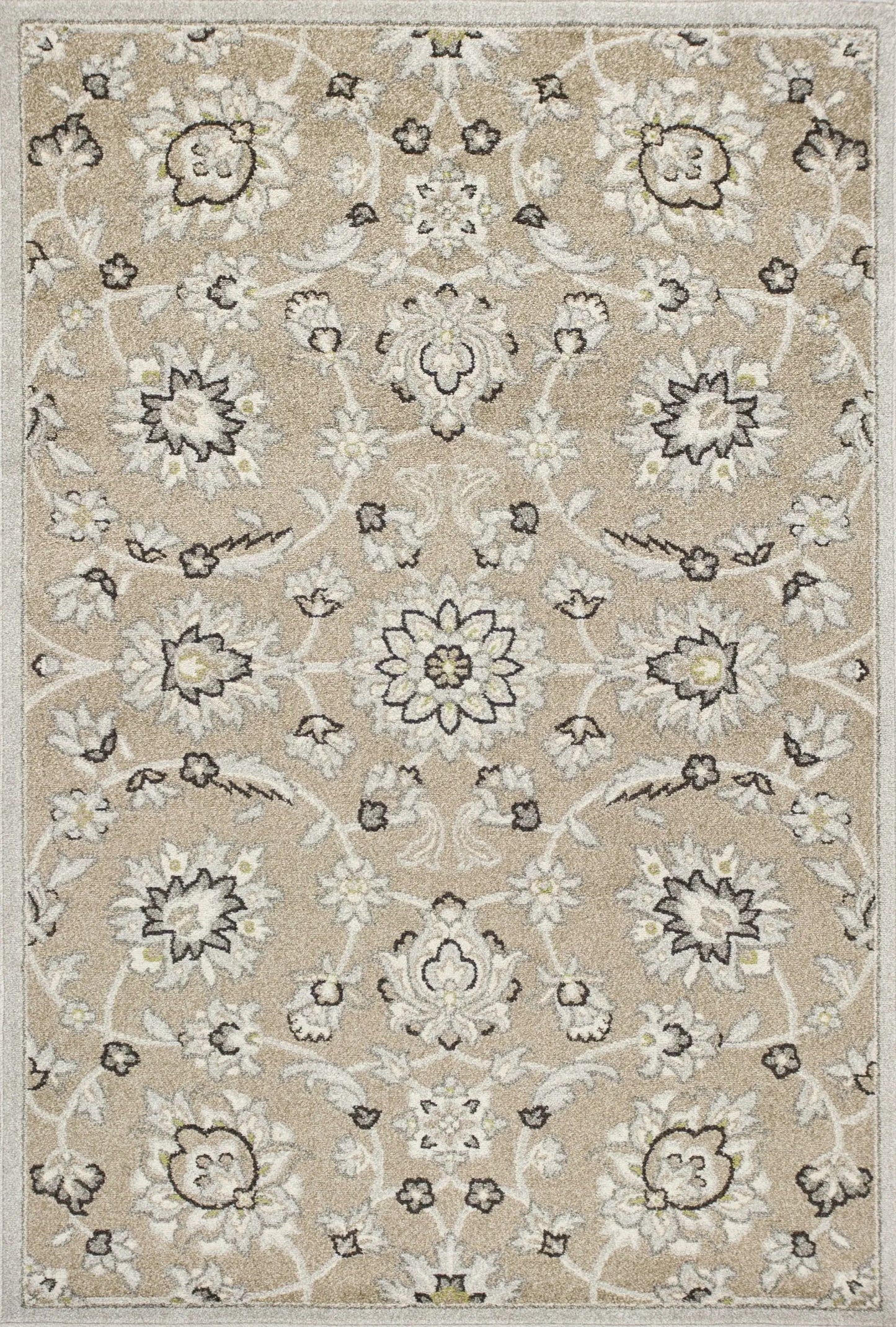 7' X 10' Gray And Ivory Floral Indoor Outdoor Area Rug - Homeroots - Flyclothing LLC