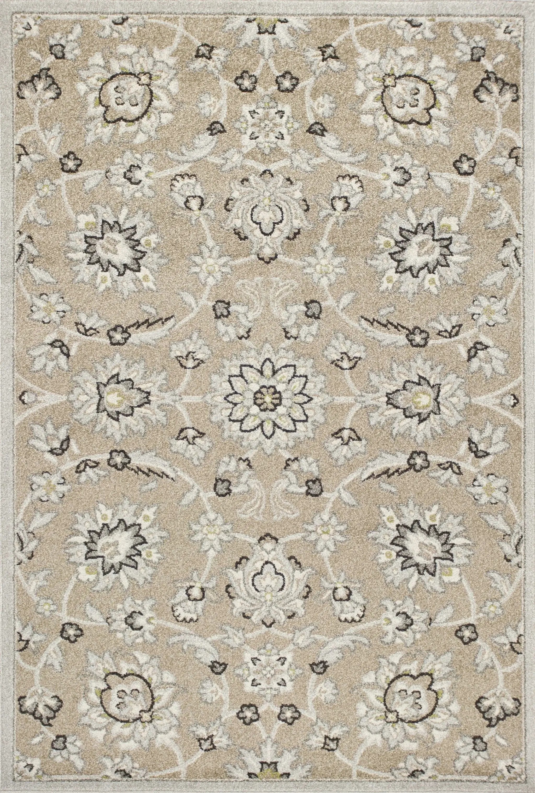 7' X 10' Gray And Ivory Floral Indoor Outdoor Area Rug - Homeroots - Flyclothing LLC