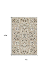 7' X 10' Gray And Ivory Floral Indoor Outdoor Area Rug - Homeroots - Flyclothing LLC