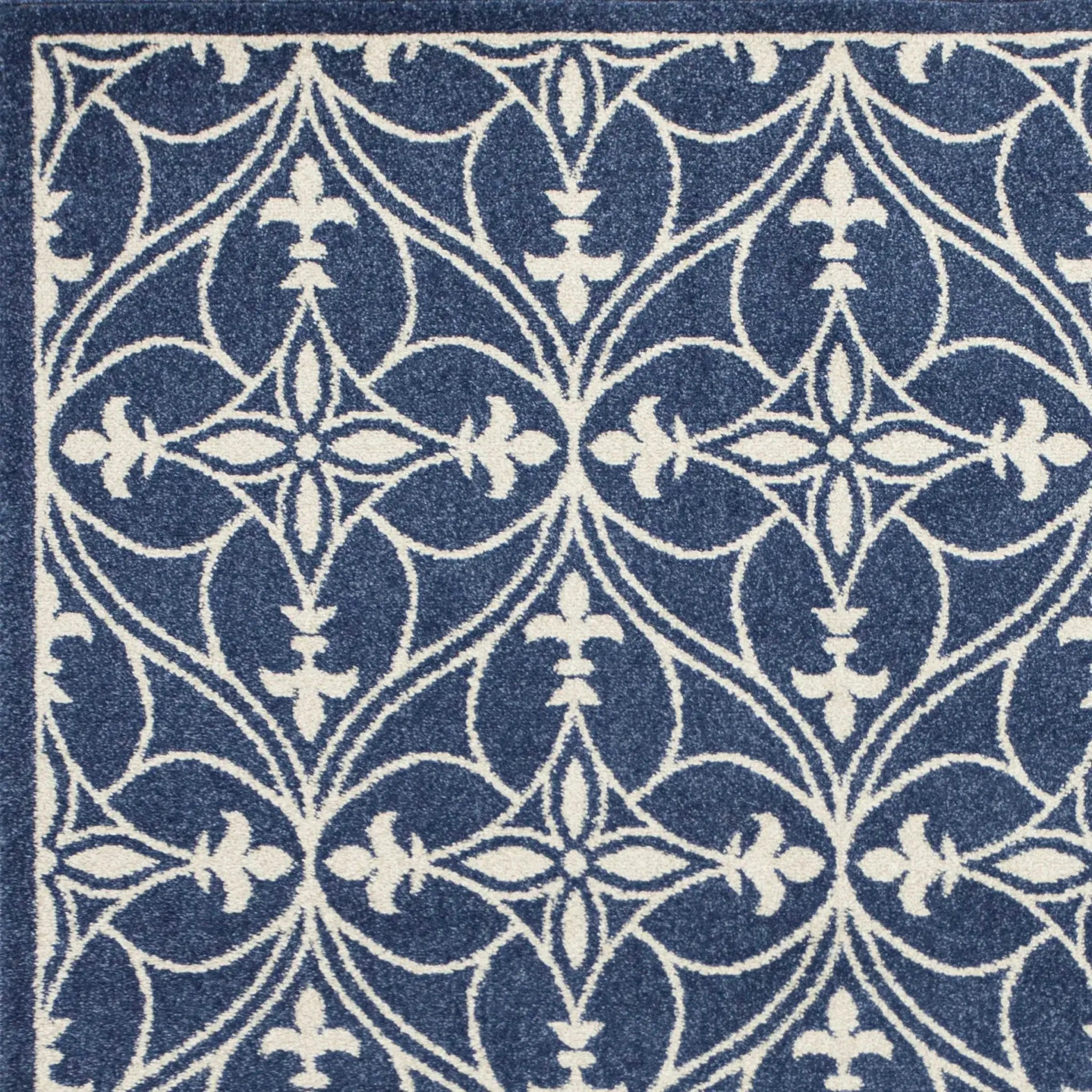 7' X 9' Denim Vintage Trellis Uv Treated Indoor Area Rug - Homeroots - Flyclothing LLC