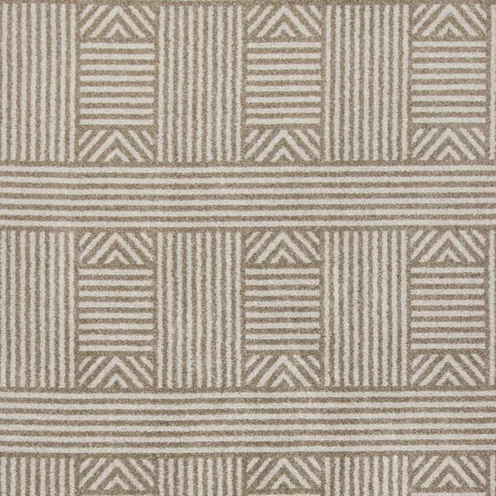 7' X 9' Beige and Ivory Geometric Indoor Outdoor Area Rug - Homeroots - Flyclothing LLC