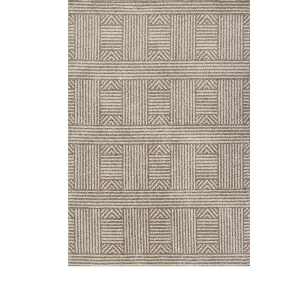 7' X 9' Beige and Ivory Geometric Indoor Outdoor Area Rug - Homeroots - Flyclothing LLC