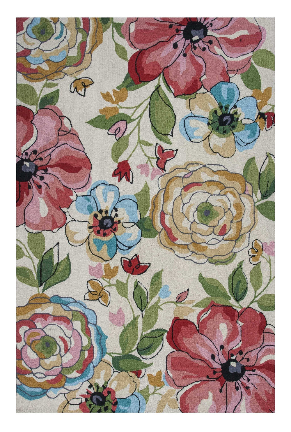 5' X 8' Sand Beige Hand Hooked Oversized Floral Indoor Area Rug - Homeroots - Flyclothing LLC