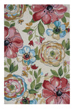 5' X 8' Sand Beige Hand Hooked Oversized Floral Indoor Area Rug - Homeroots