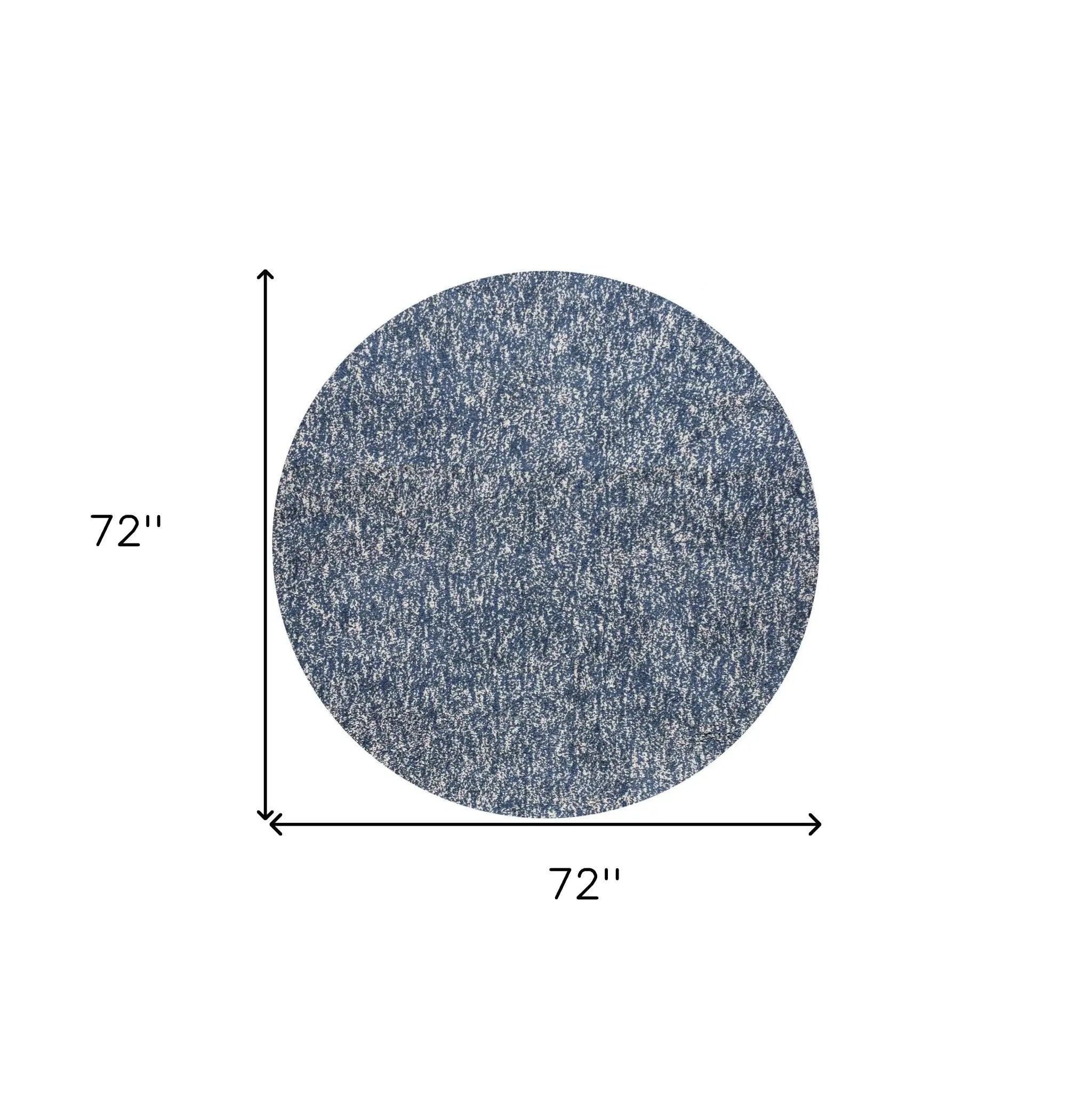 6' Round Indigo Or Ivory Heather Plain Indoor Area Rug - Homeroots - Flyclothing LLC