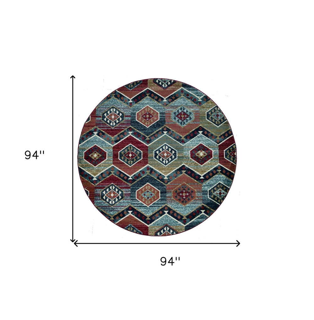 7' Red Round Area Rug - Homeroots - Flyclothing LLC