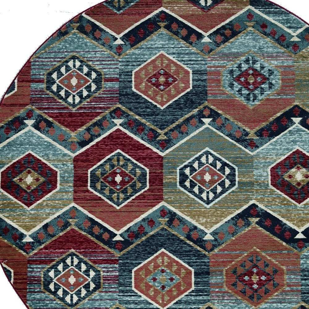 7' Red Round Area Rug - Homeroots - Flyclothing LLC