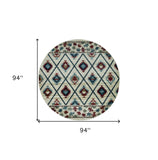8' Ivory Machine Woven Geometric Lodge Round Indoor Area Rug - Homeroots