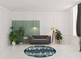 8' Slate Blue Round Area Rug - Homeroots - Flyclothing LLC