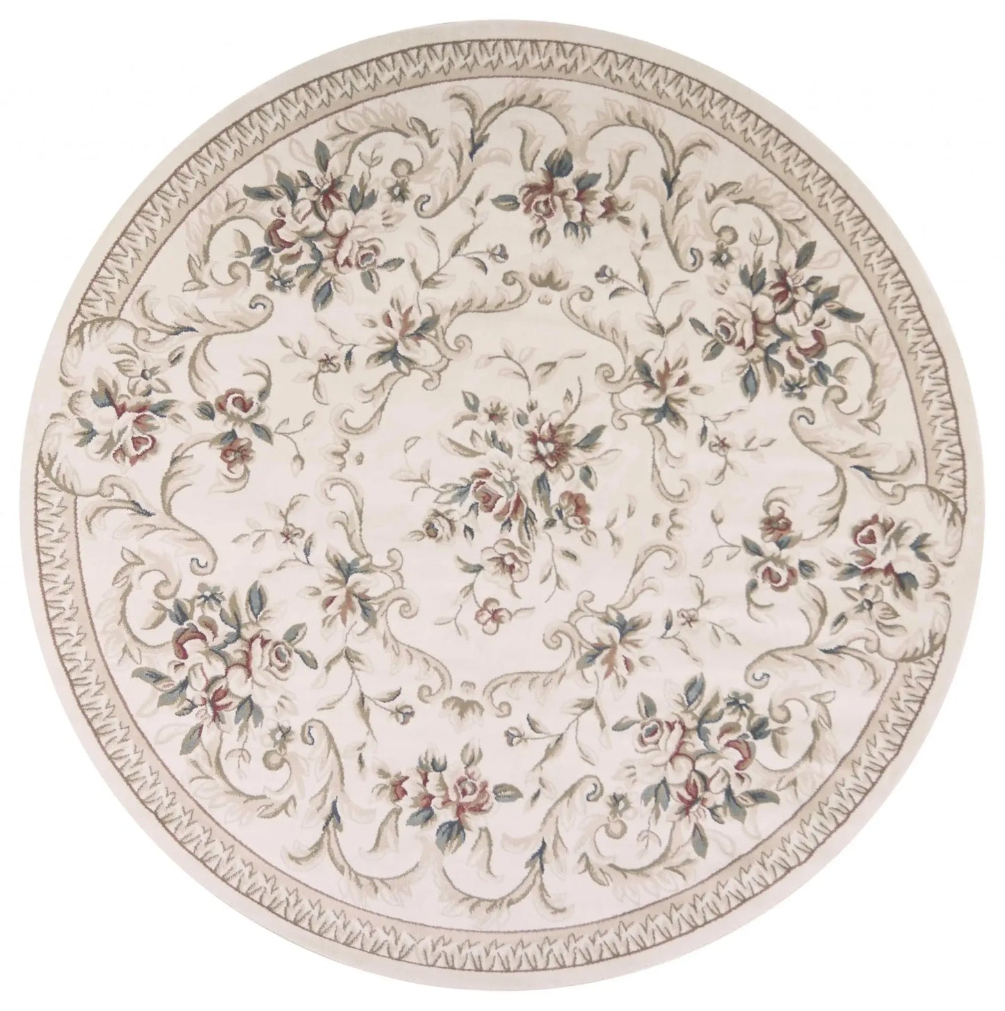8' Round Polypropylene Ivory Area Rug - Homeroots - Flyclothing LLC