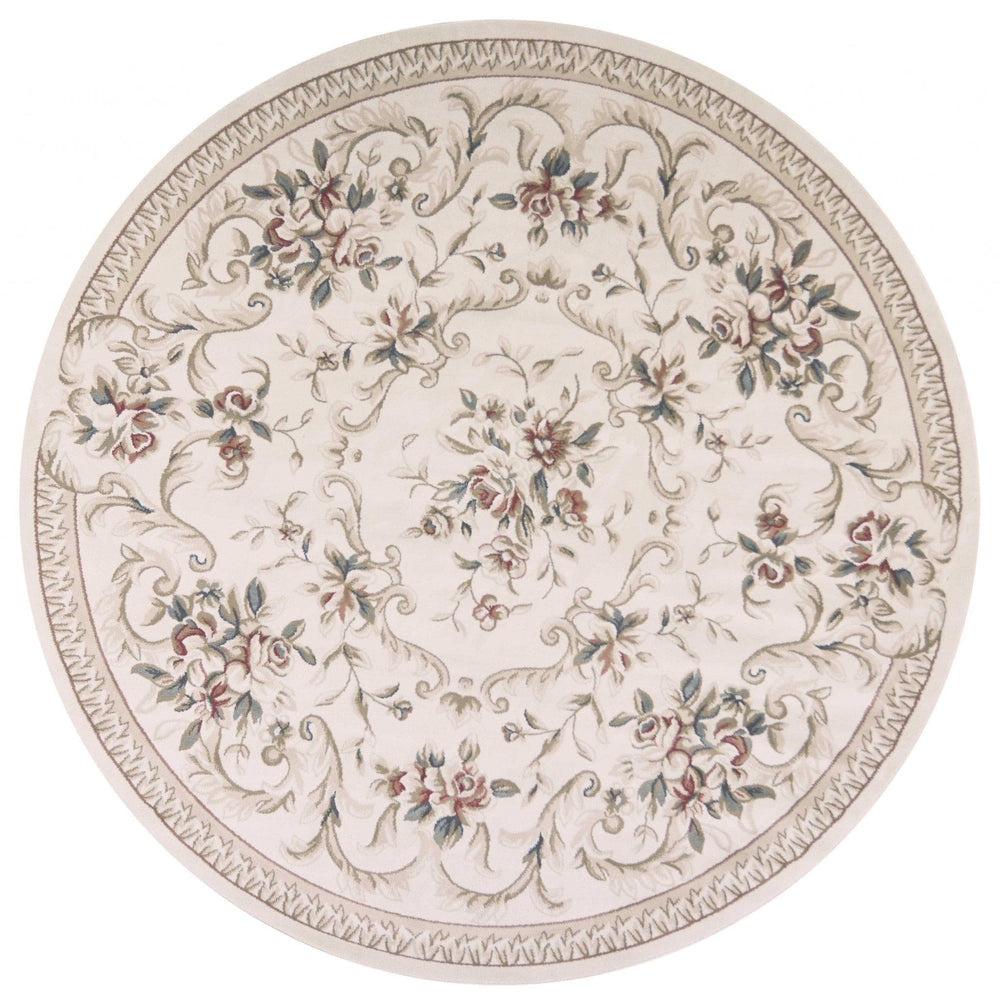 8' Round  Polypropylene Ivory  Area Rug - Homeroots