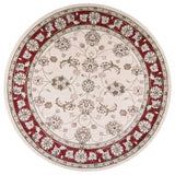 8' Round  Polypropylene Ivory Or Red Area Rug - Homeroots