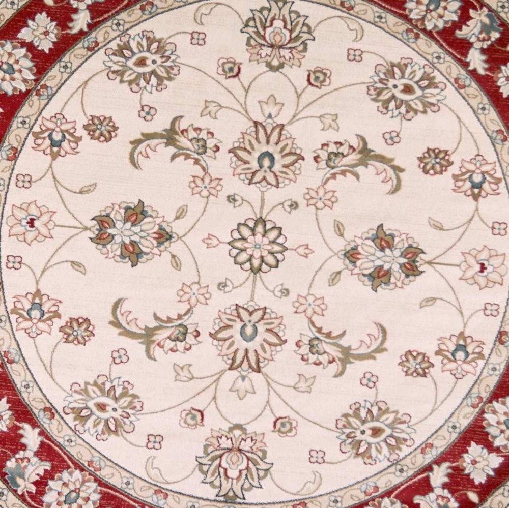 8' Round Polypropylene Ivory Or Red Area Rug - Homeroots - Flyclothing LLC