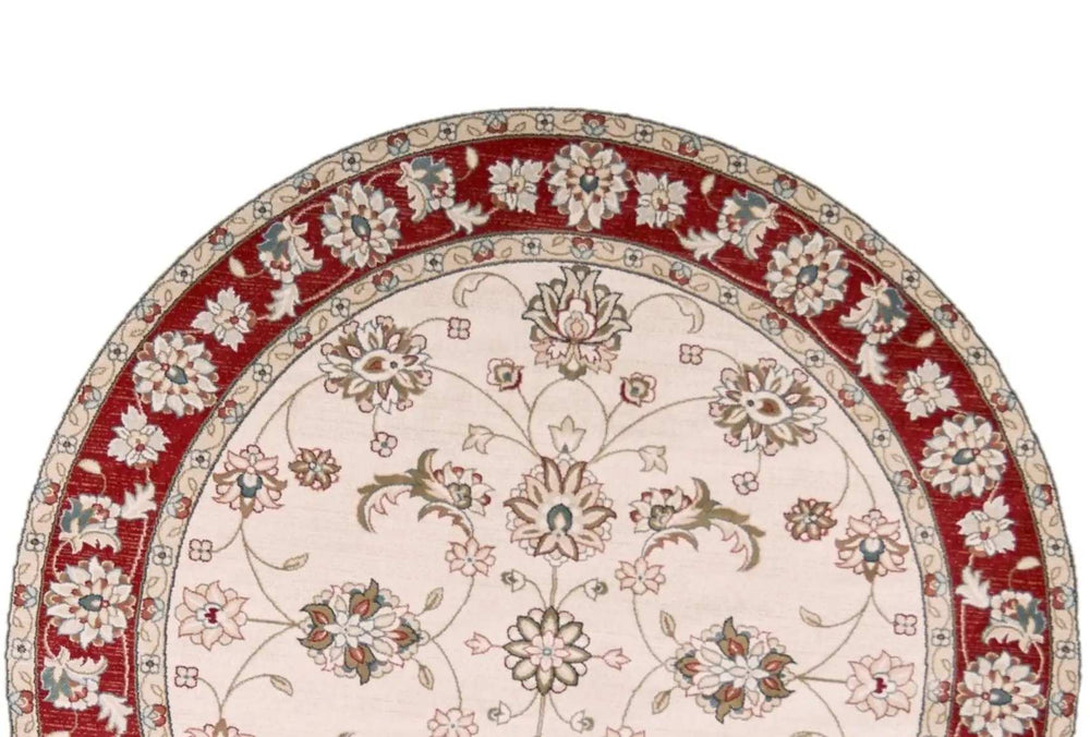 8' Round Polypropylene Ivory Or Red Area Rug - Homeroots - Flyclothing LLC