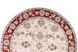 8' Round  Polypropylene Ivory Or Red Area Rug - Homeroots