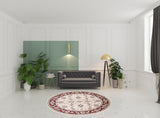 8' Round  Polypropylene Ivory Or Red Area Rug - Homeroots