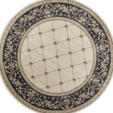8' Ivory Grey Floral Round Indoor Area Rug - Homeroots
