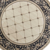 8' Ivory Grey Floral Round Indoor Area Rug - Homeroots